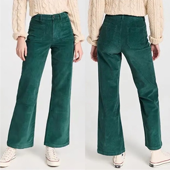 Faherty Pants - Faherty Green Corduroy Boot Cut Pants